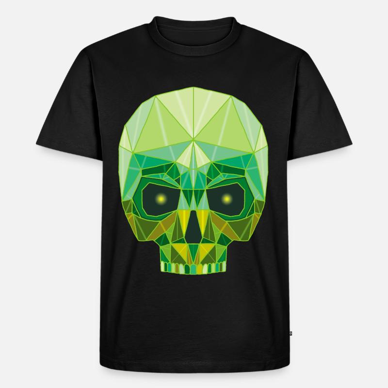 Smaragdgrüner Todeskopf - Männer Premium Bio T-Shirt - Schwarz