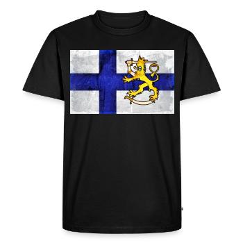 Finlande, Lion - Design - T-shirt Premium bio Homme - noir - Devant - Nico (187cm)