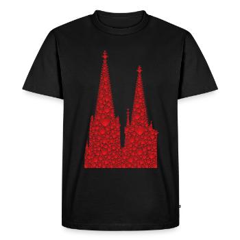 Cathédrale de Cologne Coeurs Kölle Amour Coeur Carnaval Cologne - T-shirt Premium bio Homme - noir - Devant - Nico (187cm)