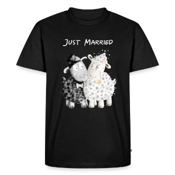 Just Married Schafe Brautpaar I Hochzeit Geschenk - Männer Premium Bio T-Shirt - Schwarz - Vorne - Nico (187cm)