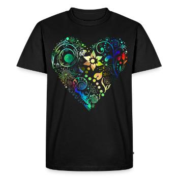 Coeur de fleurs Arc-en-ciel - T-shirt Premium bio Homme - noir - Devant - Nico (187cm)