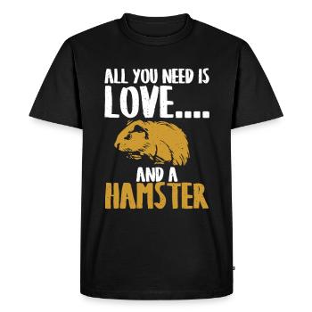 Motif affectueux et hamster - T-shirt Premium bio Homme - noir - Devant - Nico (187cm)