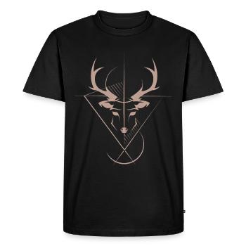 Icône du logo du symbole du wapiti Icône du logo Graphiques Animaux Bois - T-shirt Premium bio Homme - noir - Devant - Nico (187cm)