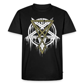 Pentagramme avec symbole Lucifer - T-shirt Premium bio Homme - noir - Devant - Nico (187cm)