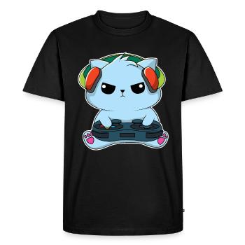 Gamer Cat - Design - Men's Premium Organic T-Shirt - black - Front - Nico (187cm)