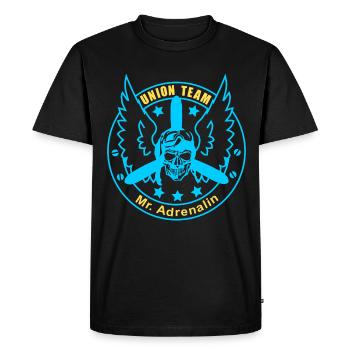 ut mr adrenaline yellow blue - Men's Premium Organic T-Shirt - black - Front - Nico (187cm)