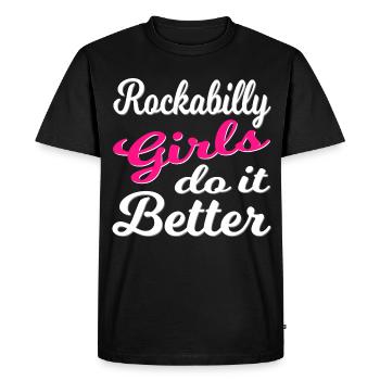Rockabilly Vintage Girl Power - Men's Premium Organic T-Shirt - black - Front - Nico (187cm)