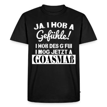 JA , I HOB A GEFÜHLE! GOASMAß - Männer Premium Bio T-Shirt - Schwarz - Vorne - Nico (187cm)