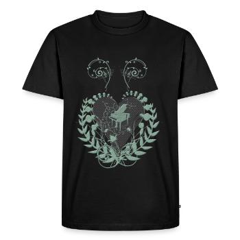 Elegant heart with piano and key on background - Men's Premium Organic T-Shirt - black - Front - Nico (187cm)