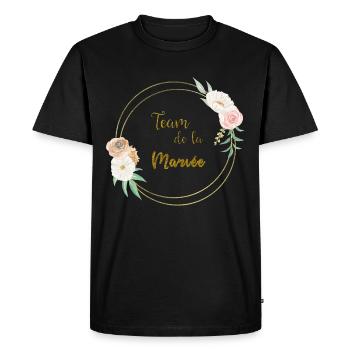 team of the bride gold and flowers - Men's Premium Organic T-Shirt - black - Front - Nico (187cm)
