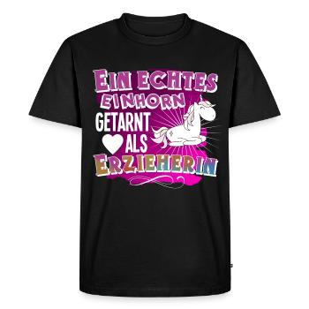 éducateur - T-shirt Premium bio Homme - noir - Devant - Nico (187cm)