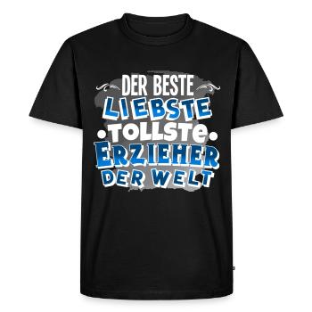éducateur - T-shirt Premium bio Homme - noir - Devant - Nico (187cm)