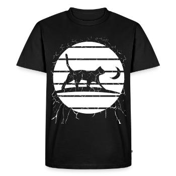 Chat au clair de lune – Promenade nocturne - T-shirt Premium bio Homme - noir - Devant - Nico (187cm)