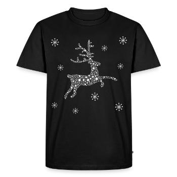 Deer of stars and snowflakes, reindeer - Men's Premium Organic T-Shirt - black - Front - Nico (187cm)