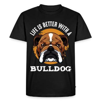 Bulldog Joie de vivre shirt motif - Men's Premium Organic T-Shirt - black - Front - Nico (187cm)