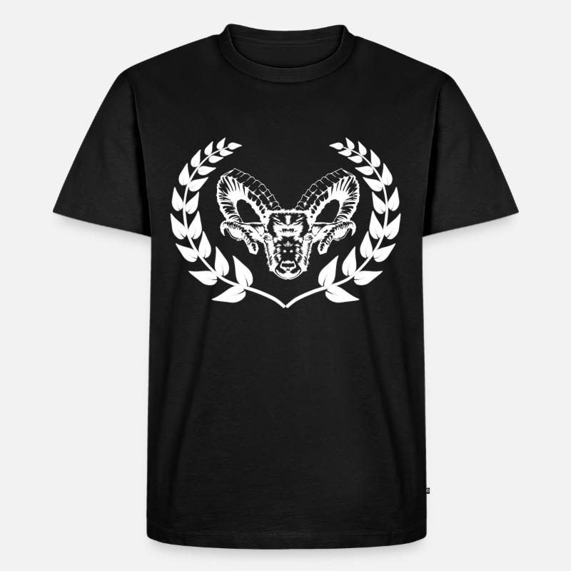 Schaf Hammel Bock Widder Lorbeerkranz Gebirge - Männer Premium Bio T-Shirt - Schwarz