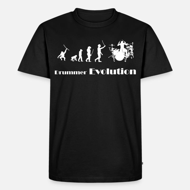 Evolution Drummer - Männer Premium Bio T-Shirt - Schwarz