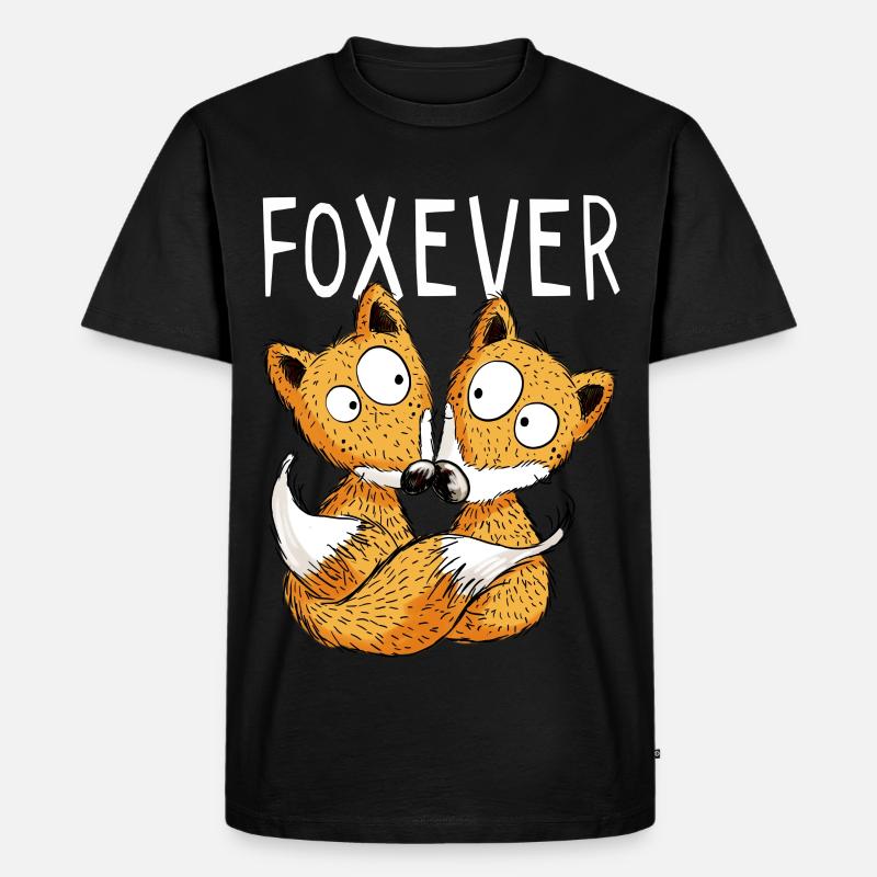Foxever - Forever - Fuchs - Partnerschaft - Paar - Männer Premium Bio T-Shirt - Schwarz