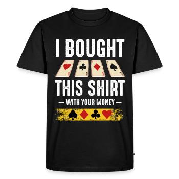 Money Dispensing Shirt with Poker Cards - Men's Premium Organic T-Shirt - black - Front - Nico (187cm)