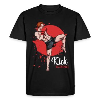 Kickboxeur en fond rouge - T-shirt Premium bio Homme - noir - Devant - Nico (187cm)