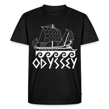 Boat and odyssey (white) - Men's Premium Organic T-Shirt - black - Front - Nico (187cm)