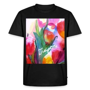 EG flowers I tulips I watercolor I Gerecke I flowers - Men's Premium Organic T-Shirt - black - Front - Nico (187cm)