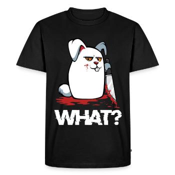 What? Bloody Rabbit with Knife - Men's Premium Organic T-Shirt - black - Front - Nico (187cm)
