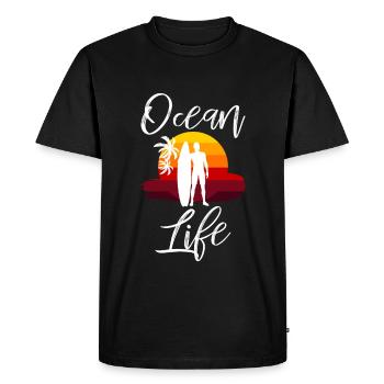 Ocean Life Surfer Sunset - Men's Premium Organic T-Shirt - black - Front - Nico (187cm)