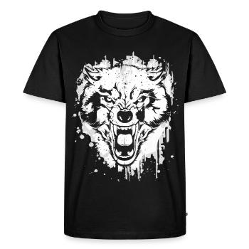 Loup - Loups - Loup-garou - Meute de loups - Pleine Lune - T-shirt Premium bio Homme - noir - Devant - Nico (187cm)