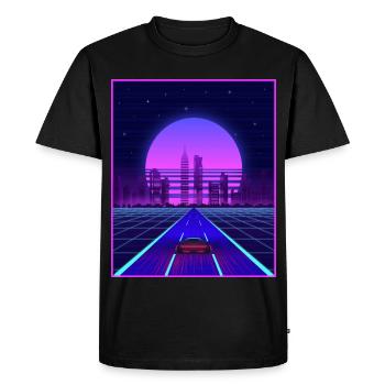 Synthwave Esthétique Vaporwave Rétro Années 80 Années 90 Auto - T-shirt Premium bio Homme - noir - Devant - Nico (187cm)