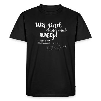 Wir sind dann mal weg - Männer Premium Bio T-Shirt - Schwarz - Vorne - Nico (187cm)