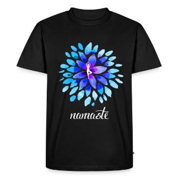 Yoga Namaste Lotus Bouddha Yin Yang om medit - T-shirt Premium bio Homme - noir - Devant - Nico (187cm)
