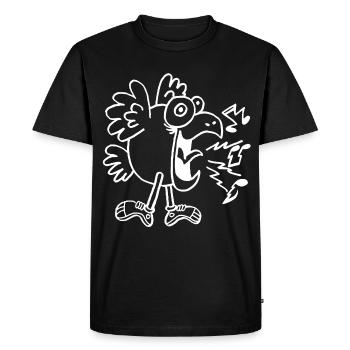 Crazy white bird - Men's Premium Organic T-Shirt - black - Front - Nico (187cm)