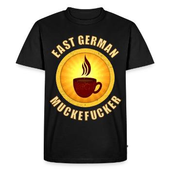 Café DDR muckefuck avec tasse dans un style rétro - T-shirt Premium bio Homme - noir - Devant - Nico (187cm)