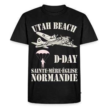 Utah Beach D-Day Sainte-Mère-Église - T-shirt Premium bio Homme - noir - Devant - Nico (187cm)