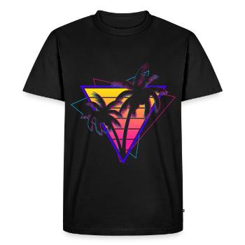 Synthwave Vaporwave Sunset Retro 80s 90s - Men's Premium Organic T-Shirt - black - Front - Nico (187cm)