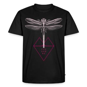 Dragonfly tatouage ailes ange libellule coeur femme rose - T-shirt Premium bio Homme - noir - Devant - Nico (187cm)
