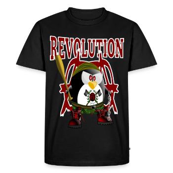 Penguin, Revolution - Men's Premium Organic T-Shirt - black - Front - Nico (187cm)
