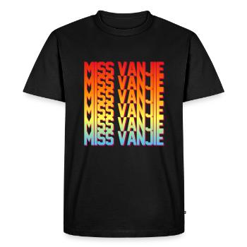 Mlle Vanjie ! Texte de couleur arc-en-ciel de mème - T-shirt Premium bio Homme - noir - Devant - Nico (187cm)