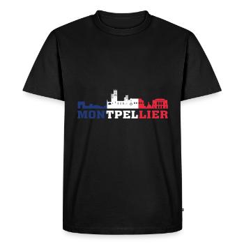 Montpellier City Skyline France Landmark Map - T-shirt Premium bio Homme - noir - Devant - Nico (187cm)