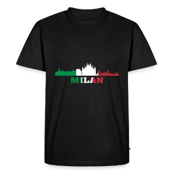 Milan City Skyline Italie Landmark, Milano Italia - T-shirt Premium bio Homme - noir - Devant - Nico (187cm)