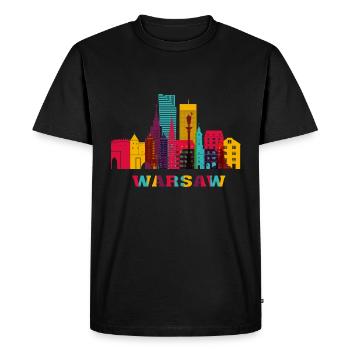 Varsovie Pologne Capitale Skyline Warszawa Polska - T-shirt Premium bio Homme - noir - Devant - Nico (187cm)