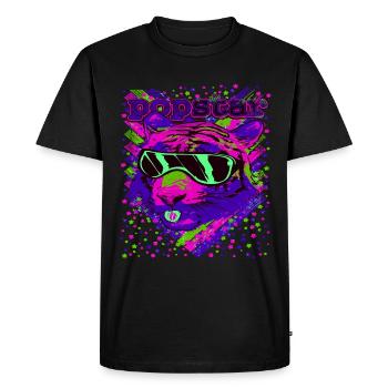 Pop star néon chats illustration - T-shirt Premium bio Homme - noir - Devant - Nico (187cm)