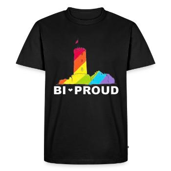 BI PROUD - Men's Premium Organic T-Shirt - black - Front - Nico (187cm)