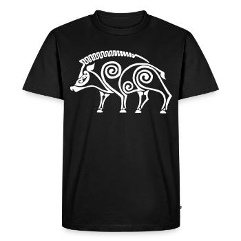 sanglier celte blanc - T-shirt Premium bio Homme - noir - Devant - Nico (187cm)