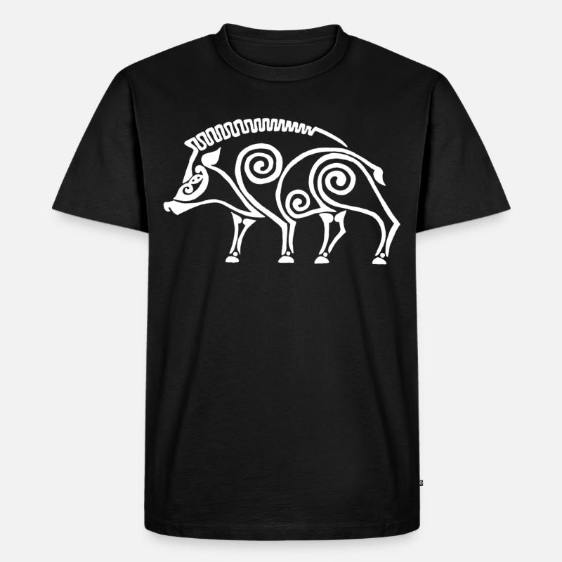 weißer keltischer Eber - Männer Premium Bio T-Shirt - Schwarz