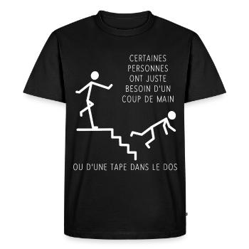 Coup de main ou tape dans le dos - T-shirt Premium bio Homme - noir - Devant - Nico (187cm)