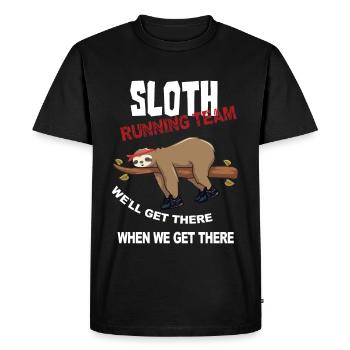 Funny Sloth Running Team Design - Men's Premium Organic T-Shirt - black - Front - Nico (187cm)