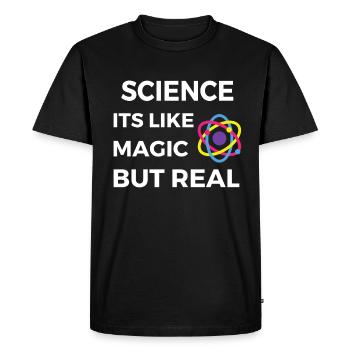 La science, c’est comme de la magie, mais réelle - T-shirt Premium bio Homme - noir - Devant - Nico (187cm)