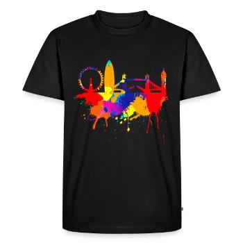 Londres Skyline Coloré couleurs Peinture Amour Angleterre - T-shirt Premium bio Homme - noir - Devant - Nico (187cm)